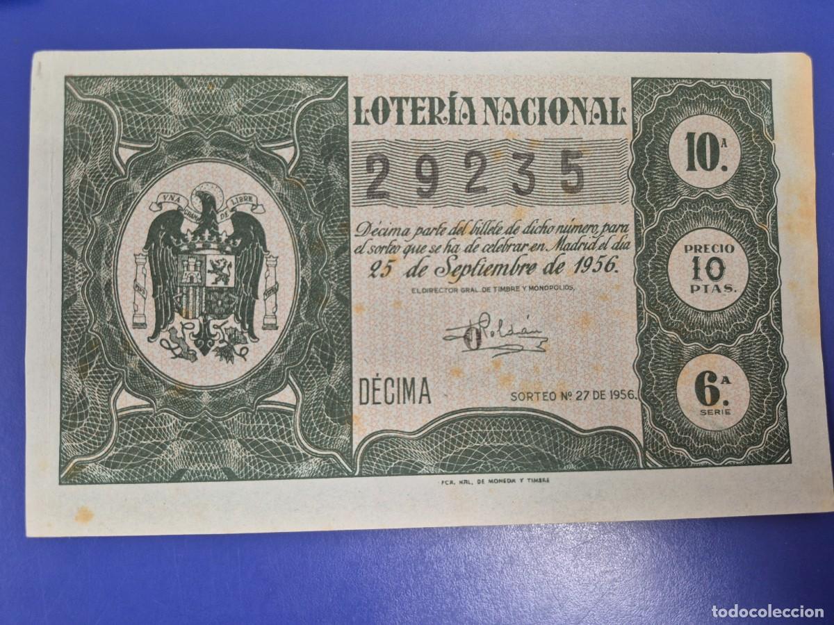Loter&iacute;a nacional: LOTERIA NACIONAL SORTEO 27 DE 1956