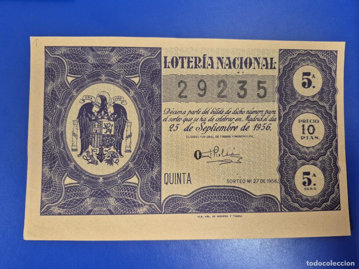 Loter&iacute;a nacional: LOTERIA NACIONAL SORTEO 27 DE 1956