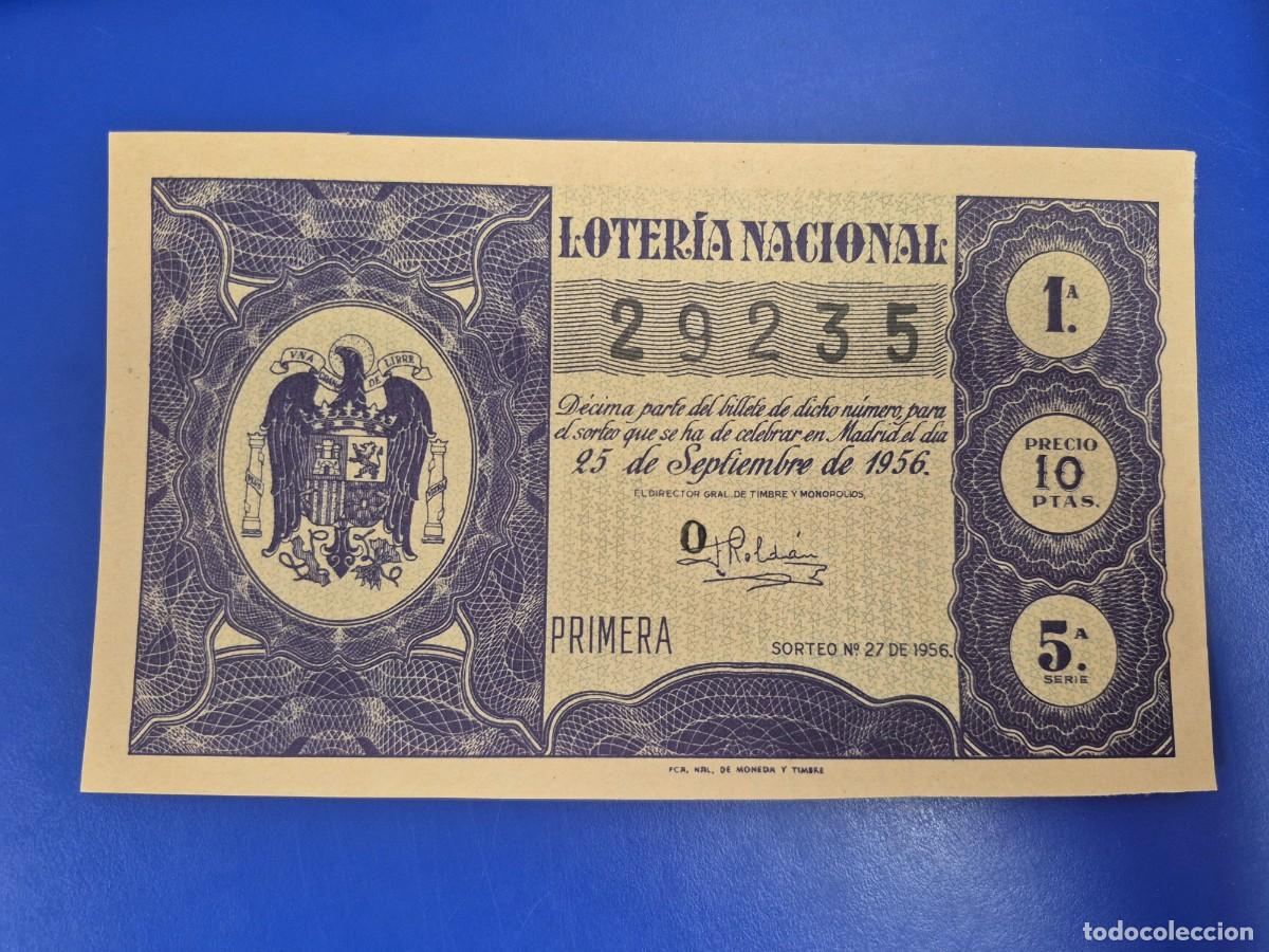 Loter&iacute;a nacional: LOTERIA NACIONAL SORTEO 27 DE 1956