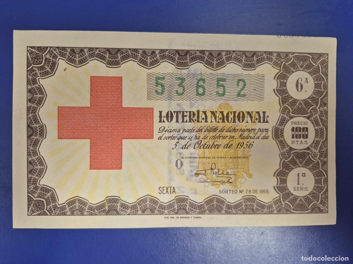 Loter&iacute;a nacional: LOTERIA NACIONAL SORTEO 28 DE 1956 CRUZ ROJA