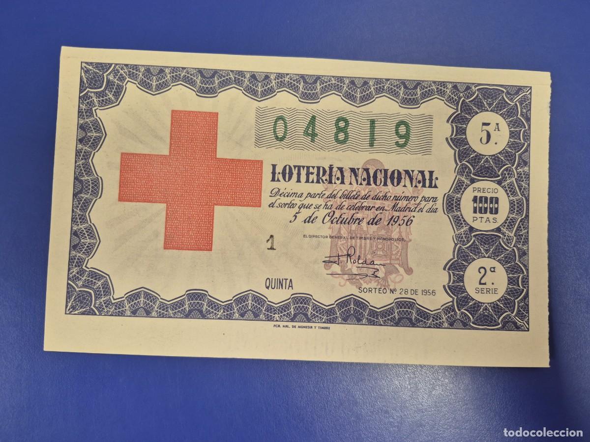 Loter&iacute;a nacional: LOTERIA NACIONAL SORTEO 28 DE 1956 CRUZ ROJA