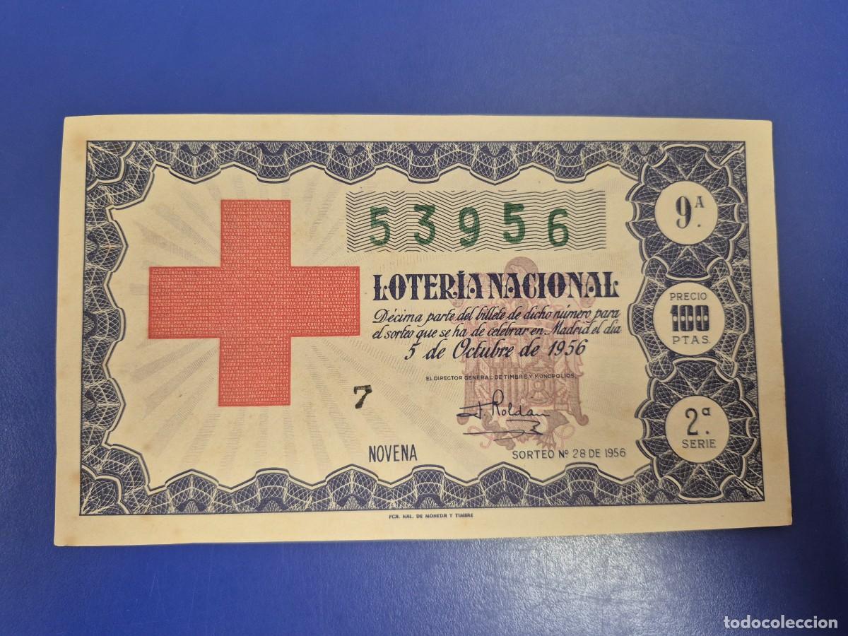 Loter&iacute;a nacional: LOTERIA NACIONAL SORTEO 28 DE 1956 CRUZ ROJA