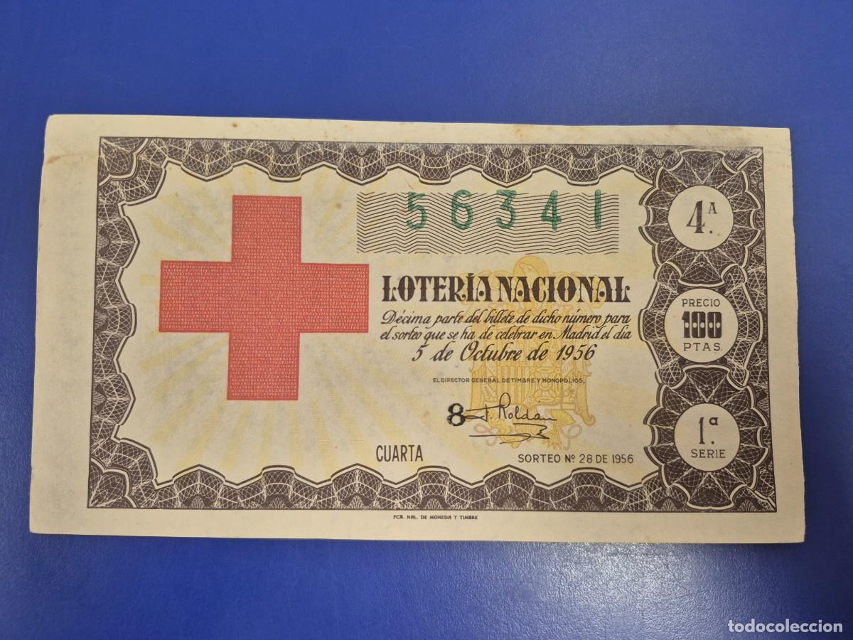 Loter&iacute;a nacional: LOTERIA NACIONAL SORTEO 28 DE 1956 CRUZ ROJA