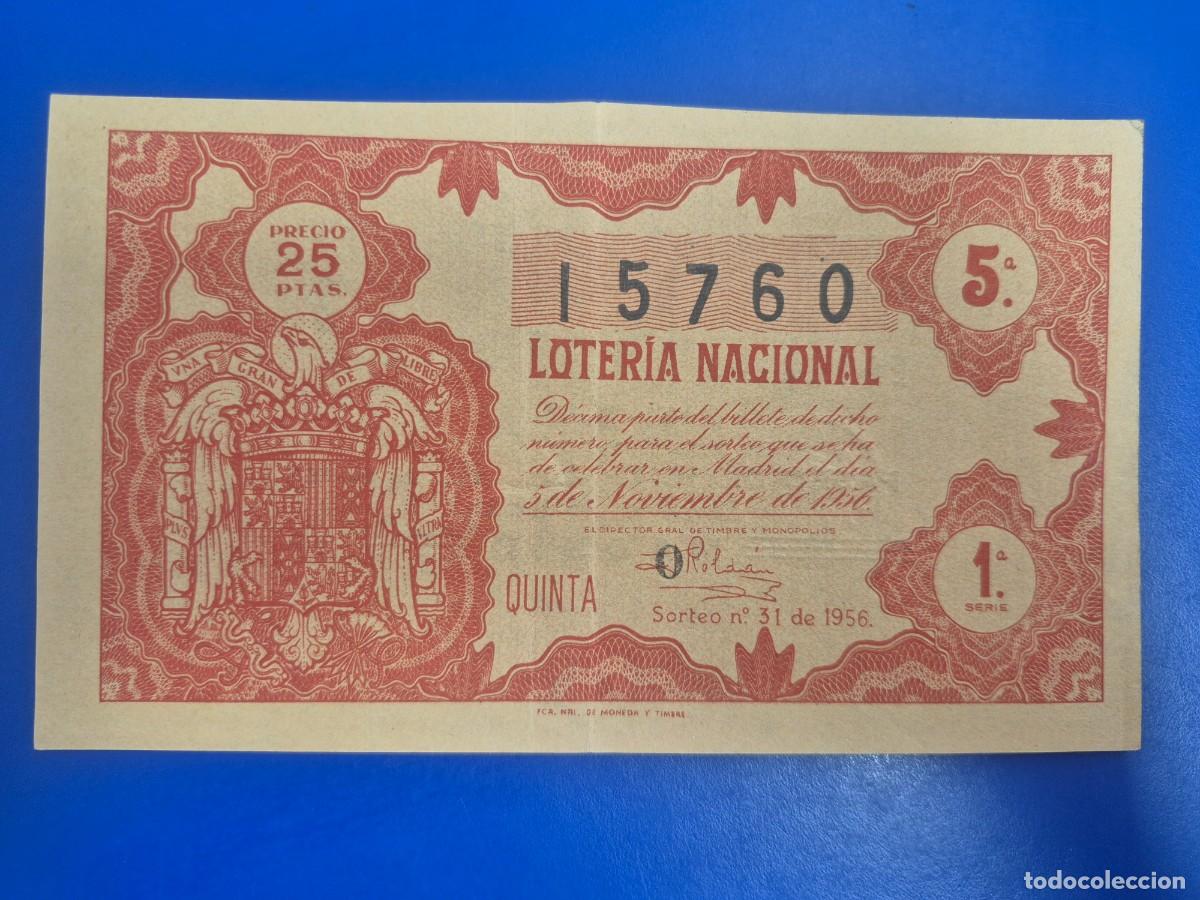 Loter&iacute;a nacional: LOTERIA NACIONAL SORTEO 31 DE 1956