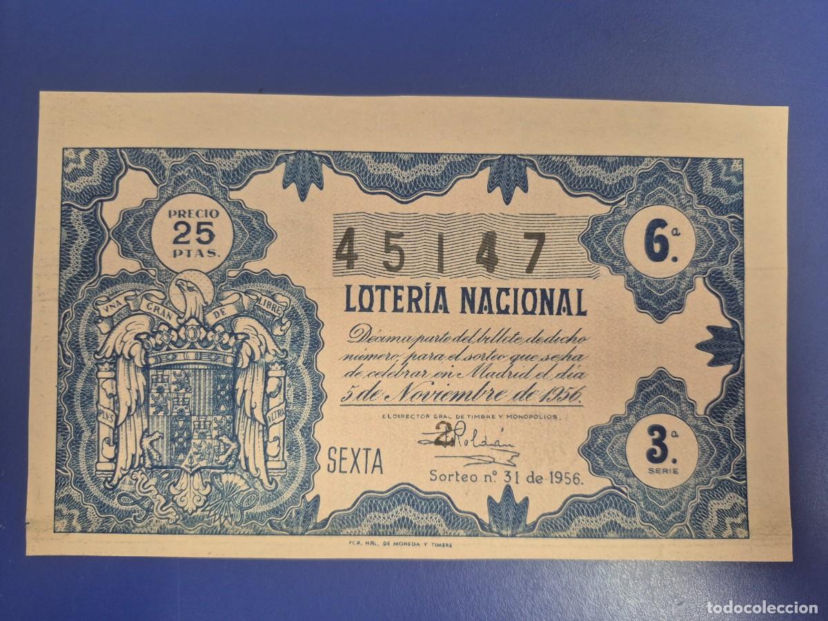 Loter&iacute;a nacional: LOTERIA NACIONAL SORTEO 31 DE 1956
