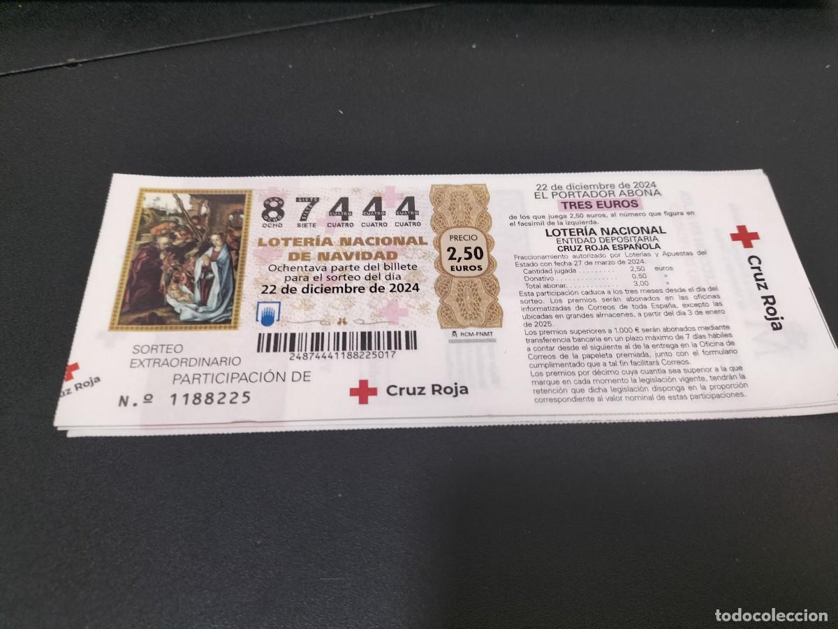 Loter&iacute;a nacional: 1 DECIMO PARTICIPACION LOTERIA NACIONAL SABADO CRUZ ROJA NAVIDAD 22 DICIEMBRE 2024 102/24