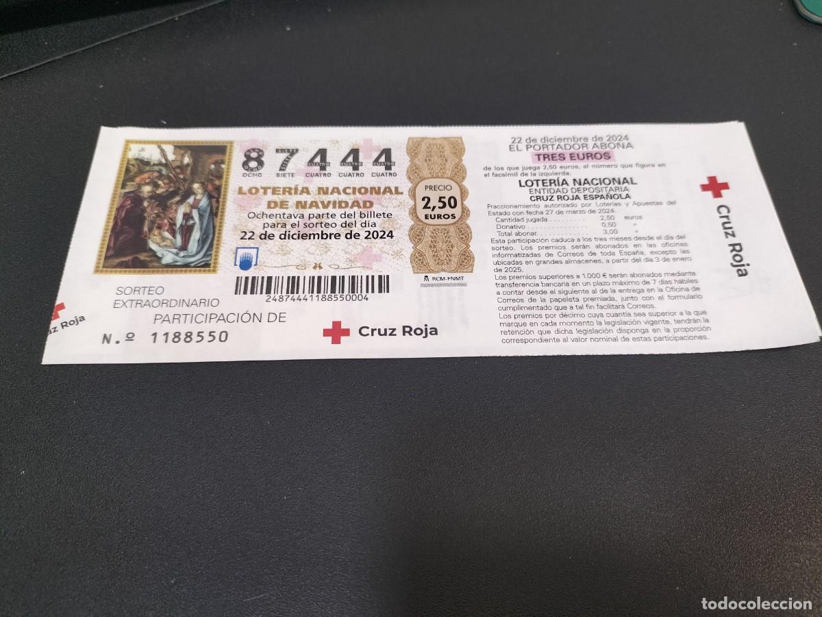 Loter&iacute;a nacional: 1 DECIMO PARTICIPACION LOTERIA NACIONAL SABADO CRUZ ROJA NAVIDAD 22 DICIEMBRE 2024 102/24