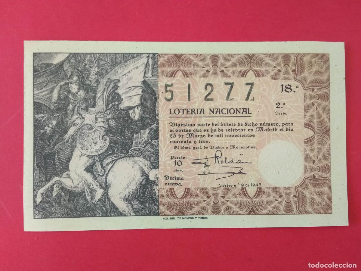 Loter&iacute;a nacional: DECIMO DE LOTERIA NACIONAL A&Ntilde;O 1943 SORTEO N&ordm; 9