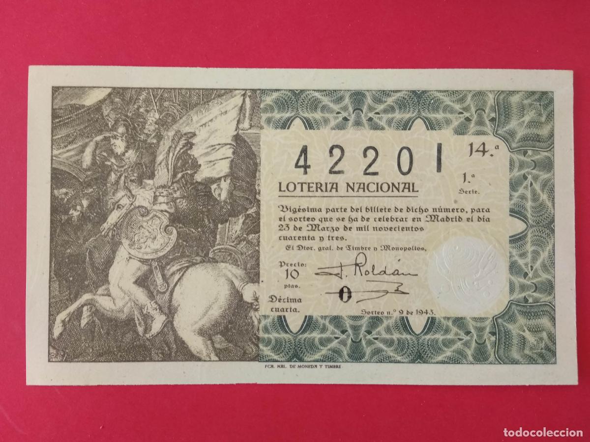 Loter&iacute;a nacional: DECIMO DE LOTERIA NACIONAL A&Ntilde;O 1943 SORTEO N&ordm; 9