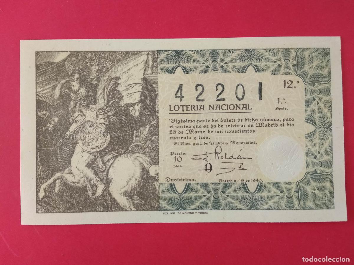 Loter&iacute;a nacional: DECIMO DE LOTERIA NACIONAL A&Ntilde;O 1943 SORTEO N&ordm; 9