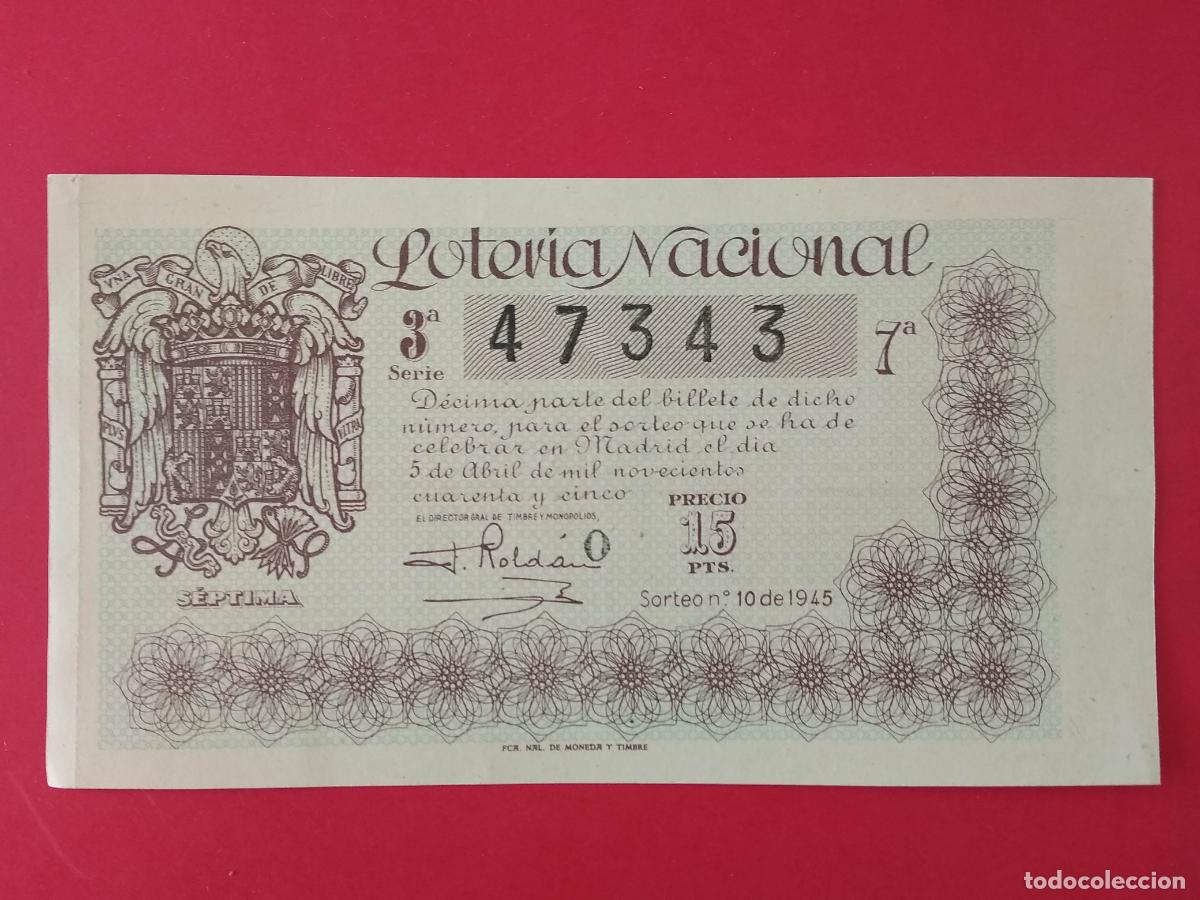 Loter&iacute;a nacional: DECIMO DE LOTERIA NACIONAL A&Ntilde;O 1945 SORTEO N&ordm; 10