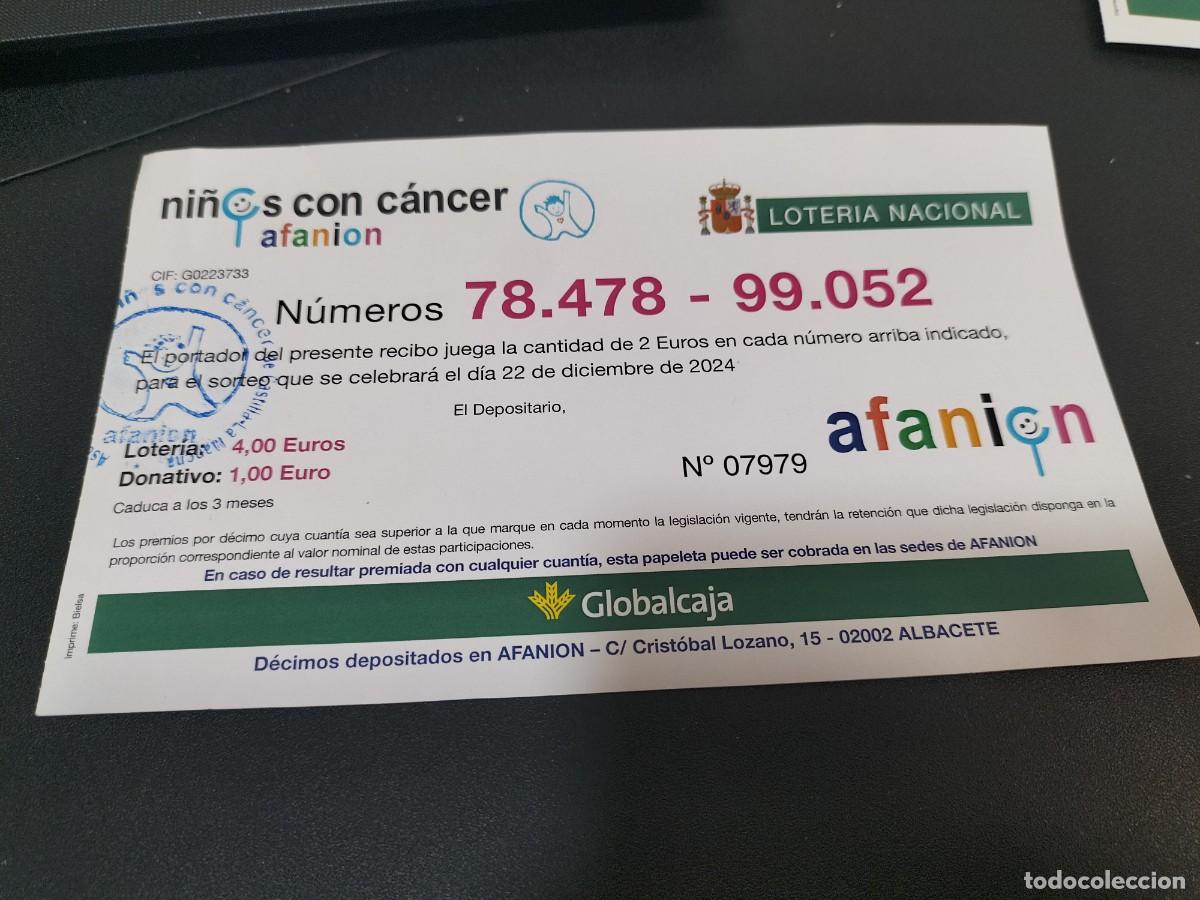 Loter&iacute;a nacional: 1 PARTICIPACION LOTERIA NAVIDAD 22 DICIEMBRE 2024 ALBACETE ( AFANION NI&Ntilde;OS CON CANCER