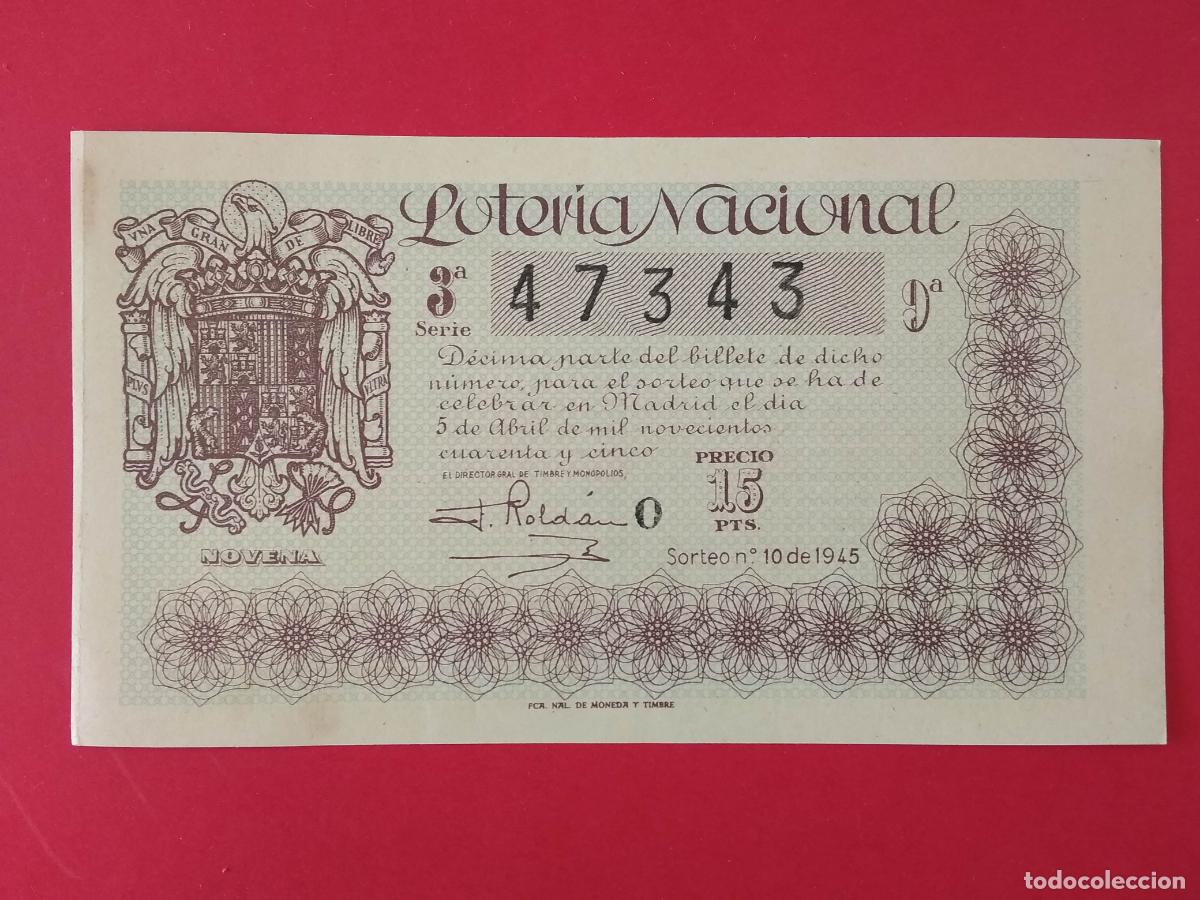 Loter&iacute;a nacional: DECIMO DE LOTERIA NACIONAL A&Ntilde;O 1945 SORTEO N&ordm; 10