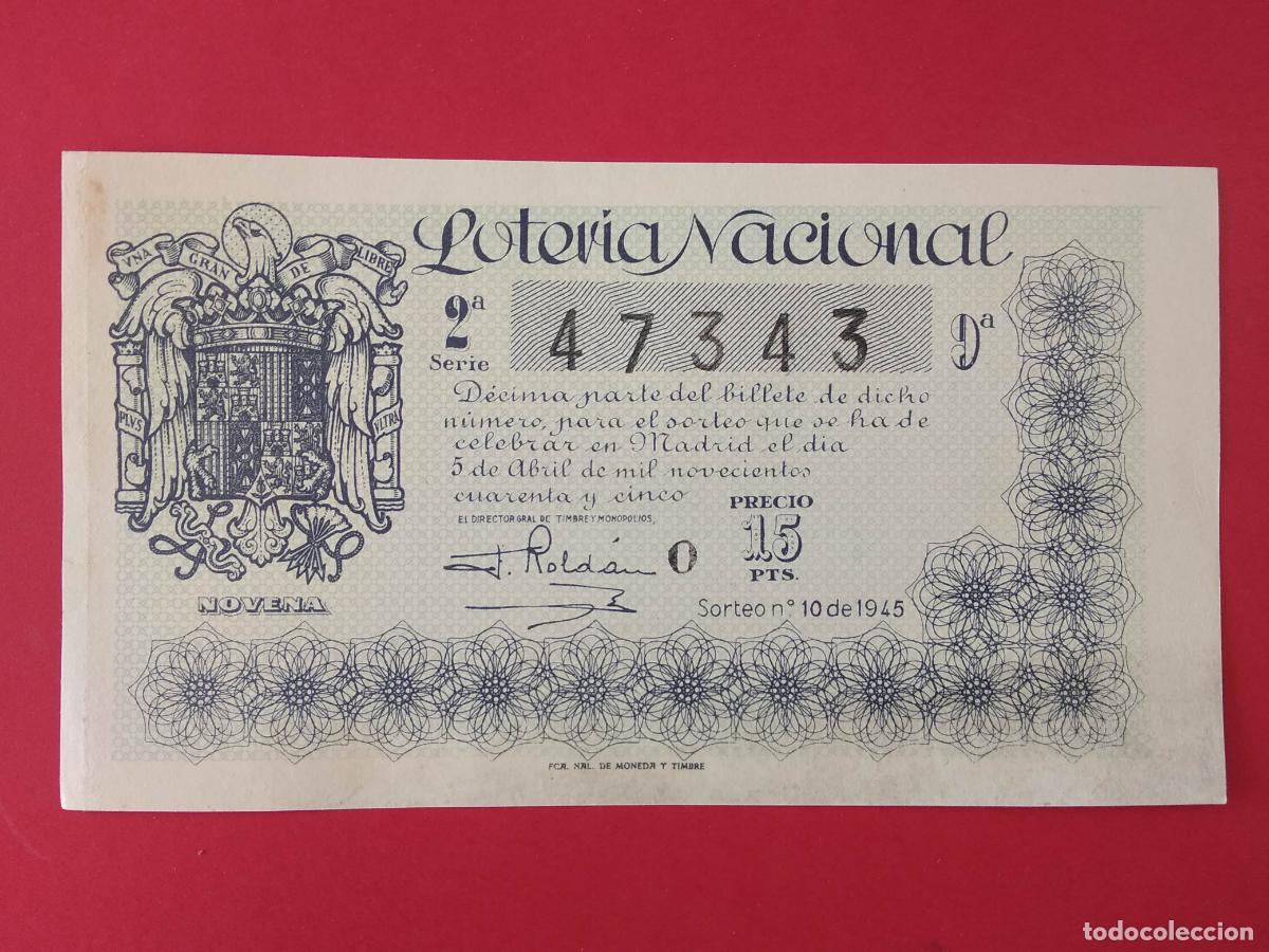 Loter&iacute;a nacional: DECIMO DE LOTERIA NACIONAL A&Ntilde;O 1945 SORTEO N&ordm; 10