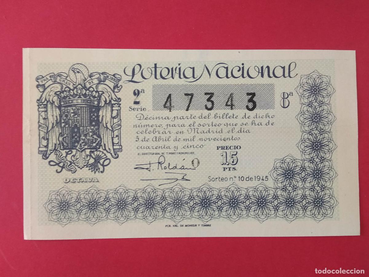 Loter&iacute;a nacional: DECIMO DE LOTERIA NACIONAL A&Ntilde;O 1945 SORTEO N&ordm; 10