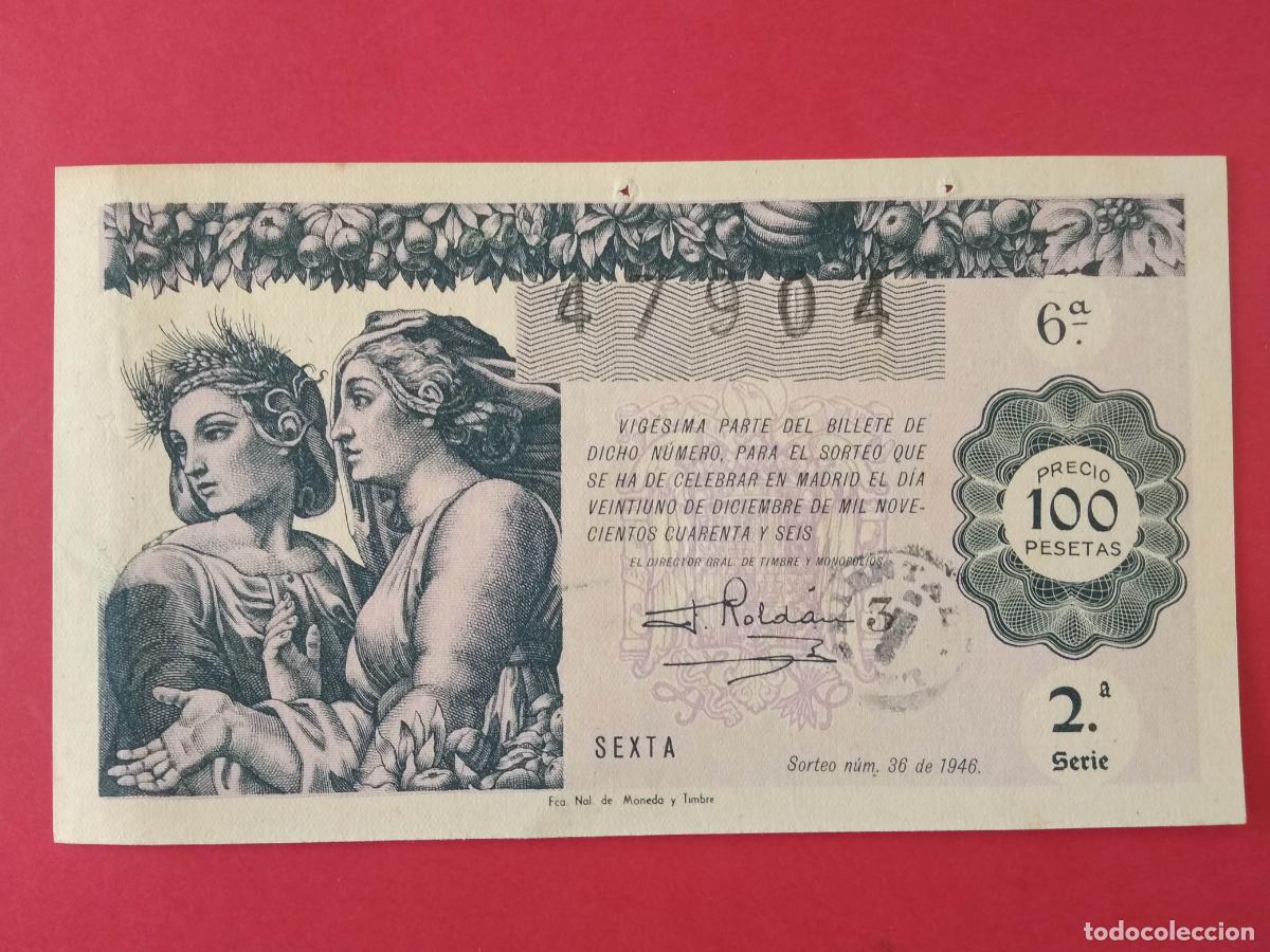 Loter&iacute;a nacional: DECIMO DE LOTERIA NACIONAL A&Ntilde;O 1946 SORTEO N&ordm; 36