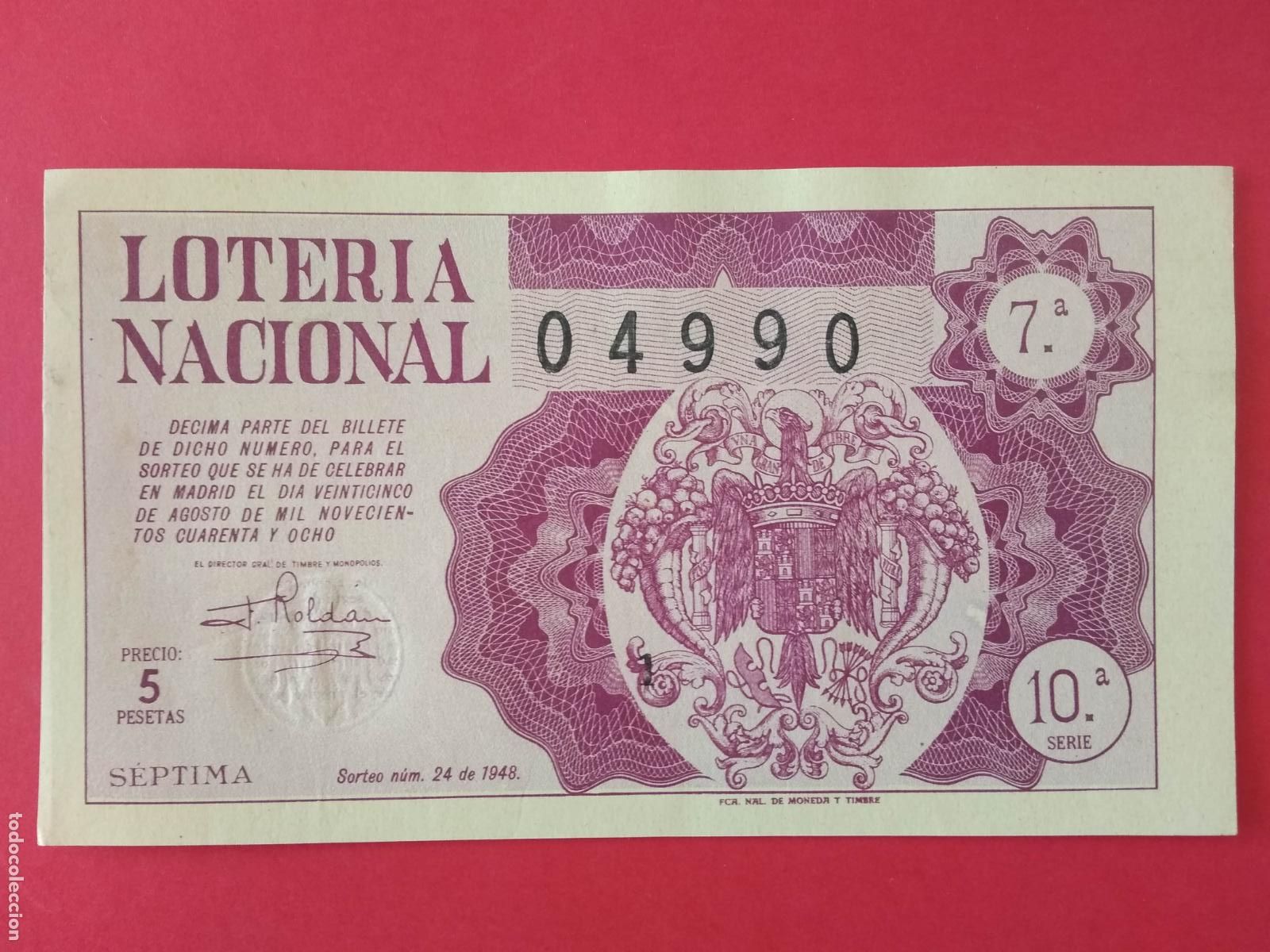 Loter&iacute;a nacional: DECIMO DE LOTERIA NACIONAL A&Ntilde;O 1948 SORTEO N&ordm; 24
