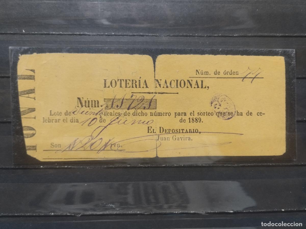 Loterie Nationale: BZB DECIMO DE LOTERIA 1889. 20 REALES. EL DE LA FOTO. BASTANTE DESGASTADO.