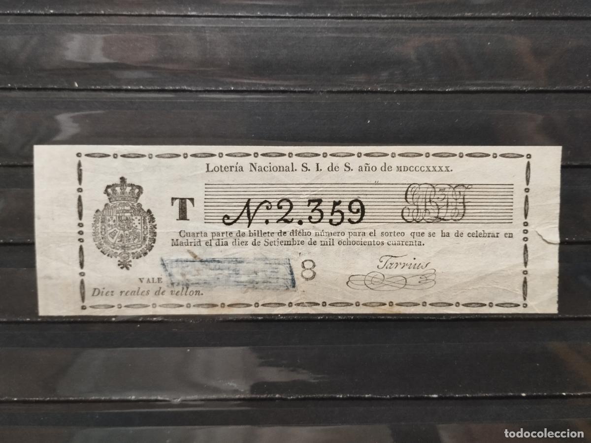 Loterie Nationale: BZB DECIMO DE LOTERIA 1840. MADRID. 10 REALES DE VELLON. TACHON DE TINTA EN REVERSO