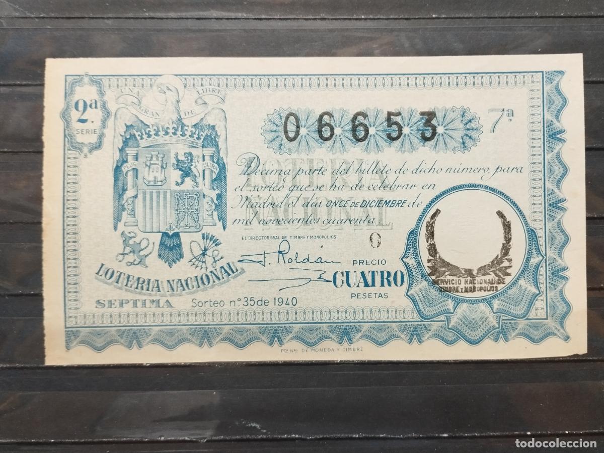 National Spanish Lottery: BZB DECIMO DE LOTERIA 1940. SORTEO 35. MADRID. LIGERAS DOBLECES.