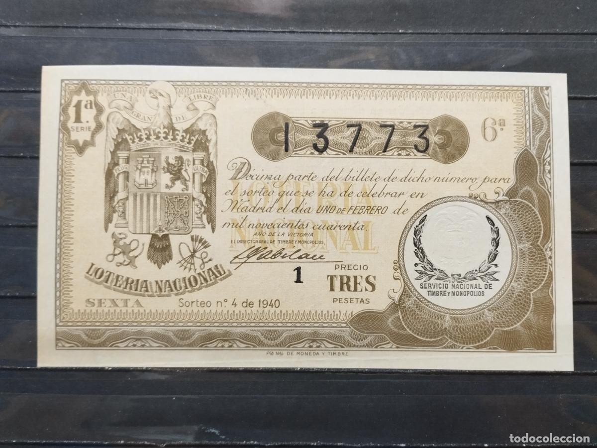 National Spanish Lottery: BZB DECIMO DE LOTERIA 1940. SORTEO 4. MADRID. LIGERA DOBLEZ MARGEN INFERIOR