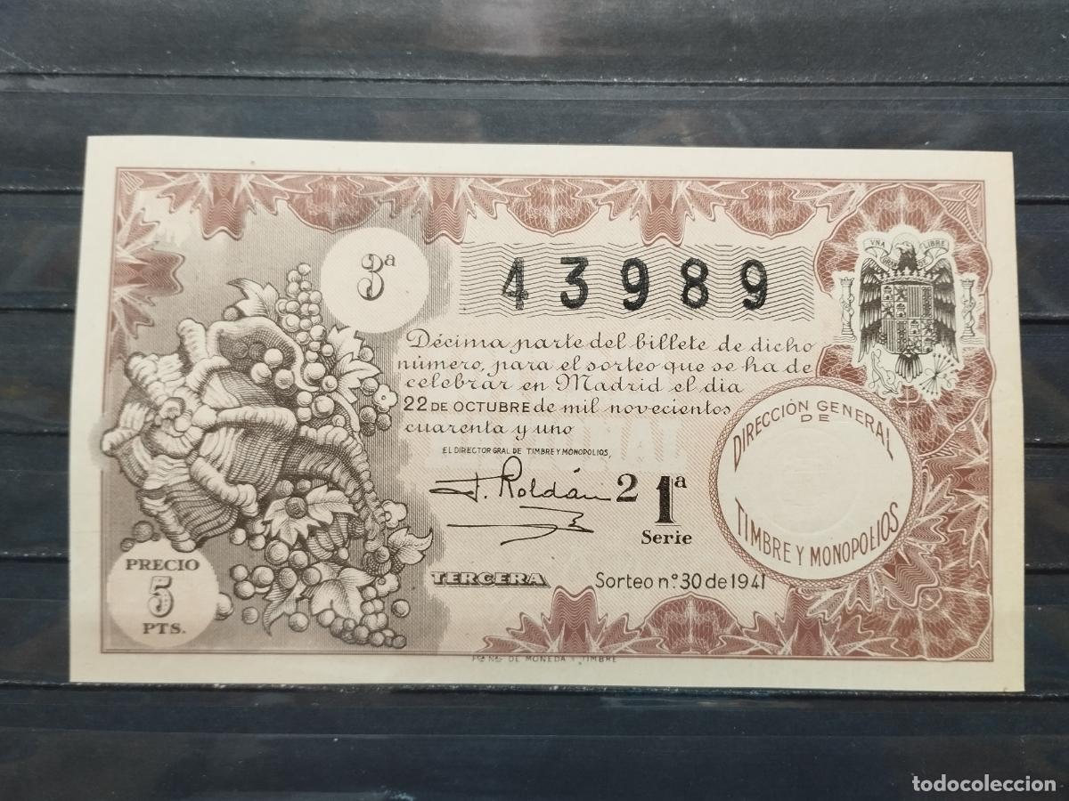 National Spanish Lottery: BZB DECIMO DE LOTERIA 1941. SORTEO 30. MADRID. PERFECTO. SIN DOBLECES.