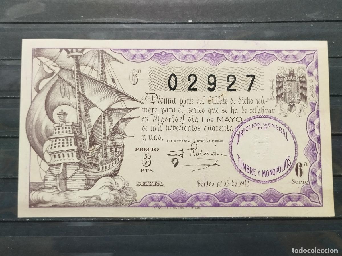 National Spanish Lottery: BZB DECIMO DE LOTERIA 1941. SORTEO 13.INFIMA DOBLEZ VERTICAL. BUENA CALIDAD.