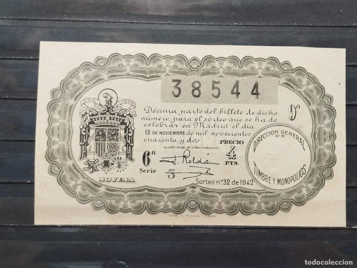 National Spanish Lottery: BZB DECIMO DE LOTERIA 1942. SORTEO 32. PERFECTO. SIN DOBLECES.