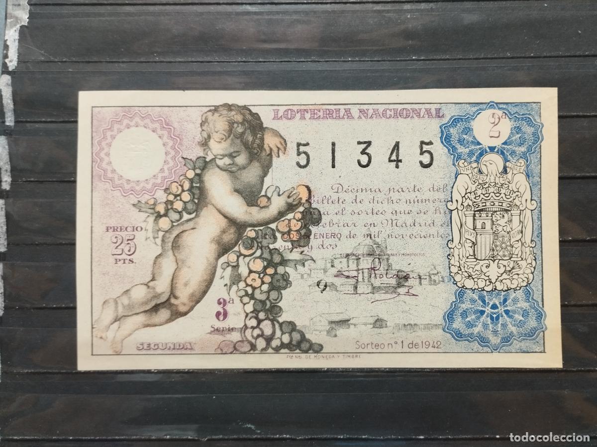 National Spanish Lottery: BZB DECIMO DE LOTERIA 1942. SORTEO 1. PERFECTO. SIN DOBLECES.