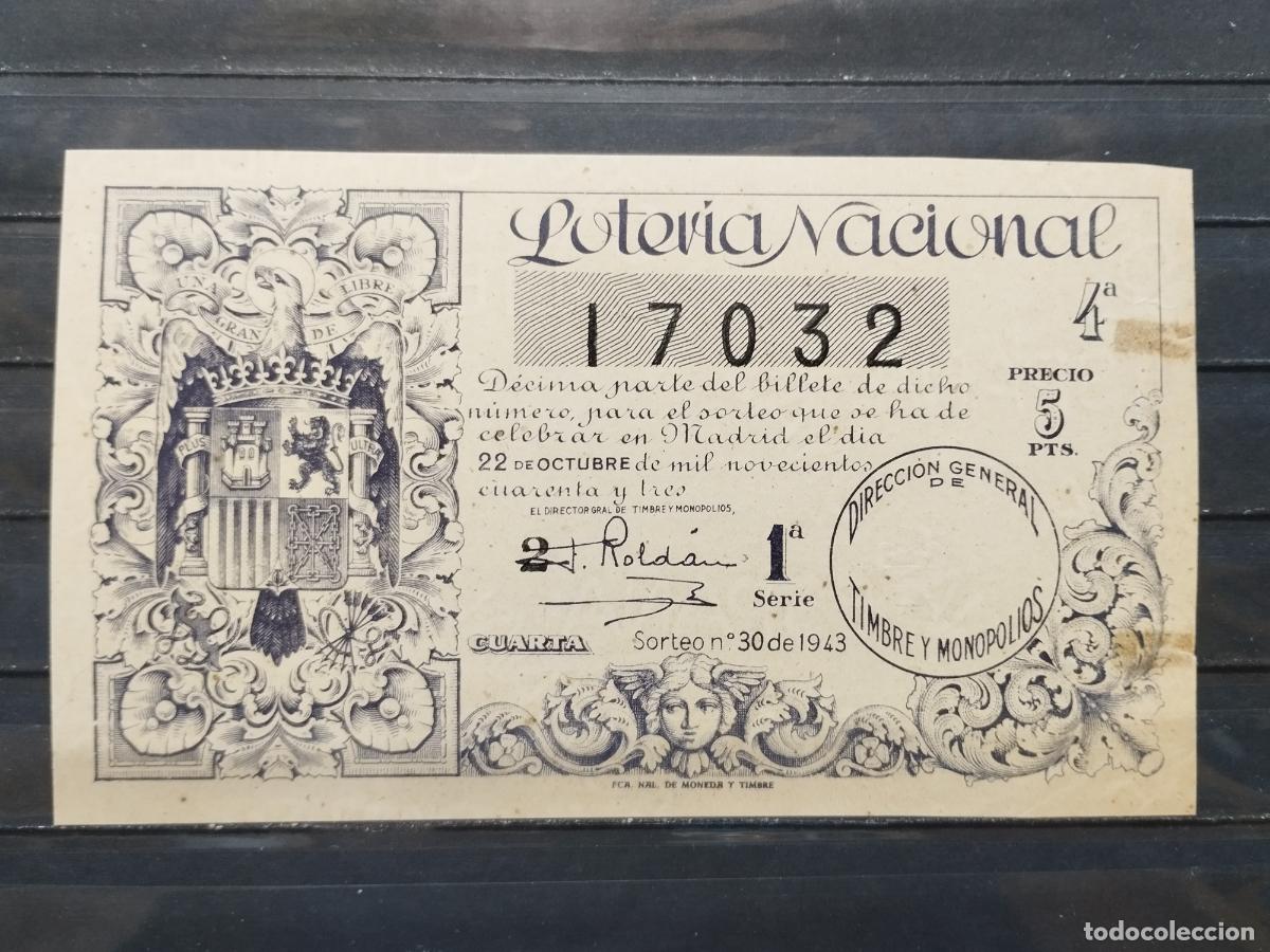 Loterie Nationale: BZB DECIMO DE LOTERIA 1943. SORTEO 30. SIN DOBLAR PERO DOS PEQUE&Ntilde;AS REPARACIONES. VER FOTO