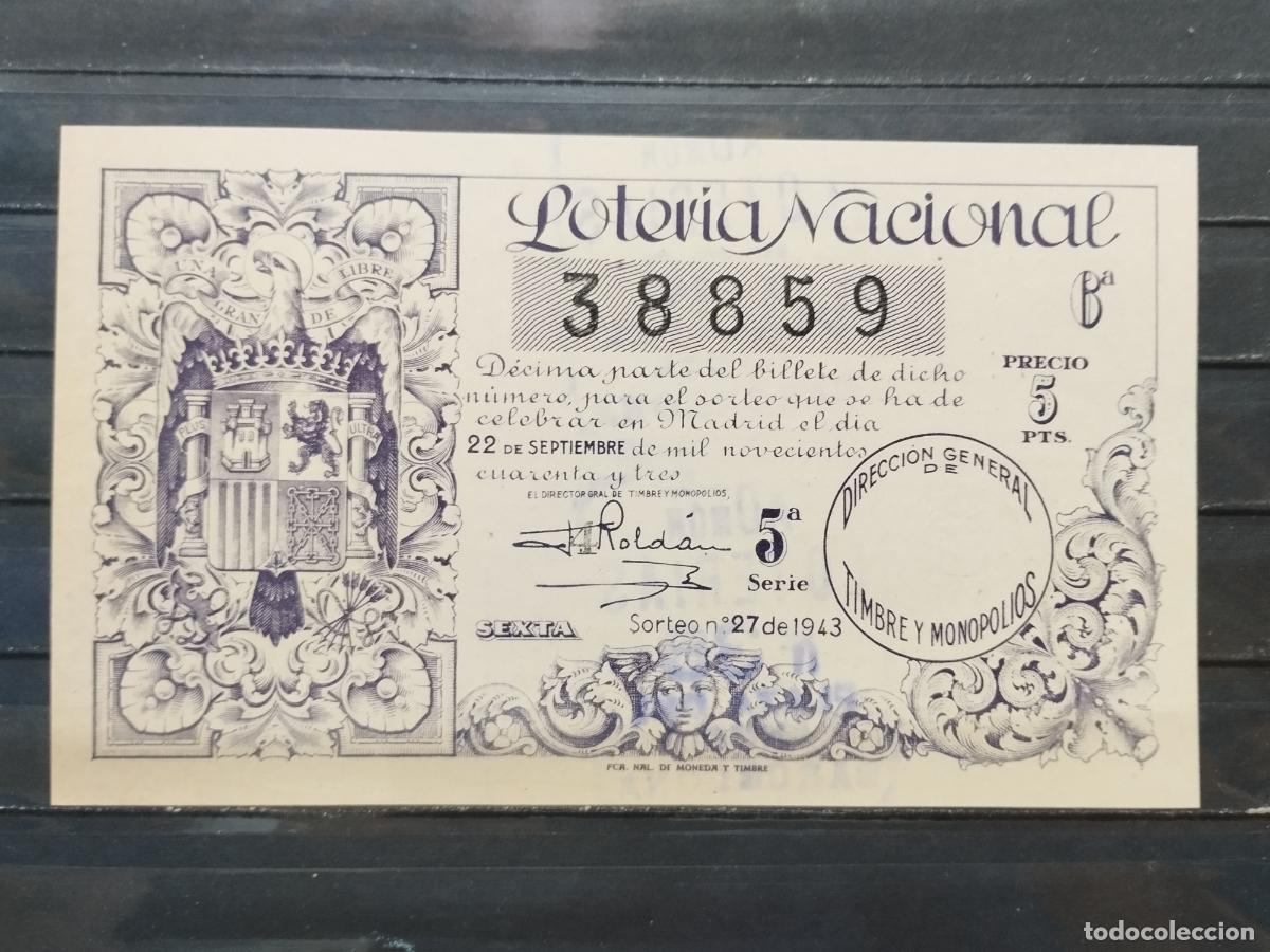 Loterie Nationale: BZB DECIMO DE LOTERIA 1943. SORTEO 27. PERFECTO. SIN DOBLAR