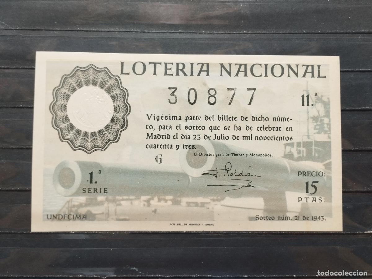 Loterie Nationale: BZB DECIMO DE LOTERIA 1943. SORTEO 21. PERFECTO. SIN DOBLAR