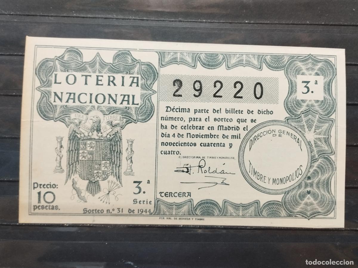 Loterie Nationale: BZB DECIMO DE LOTERIA 1944. SORTEO 31. LIGERAS DOBLECES. BUENA CALIDAD.