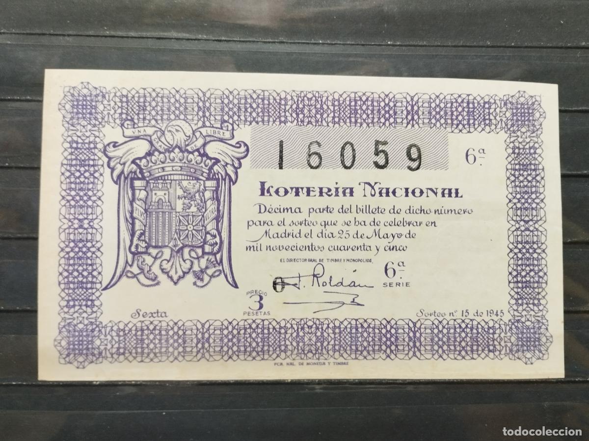 Loterie Nationale: BZB DECIMO DE LOTERIA 1945. SORTEO 15. LIGERA DOBLEZ MARGEN INFERIOR. BUENA CALIDAD