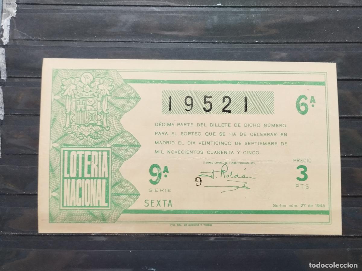 Loterie Nationale: BZB DECIMO DE LOTERIA 1945. SORTEO 27. LIGEROS DOBLECES. BUENA CALIDAD.
