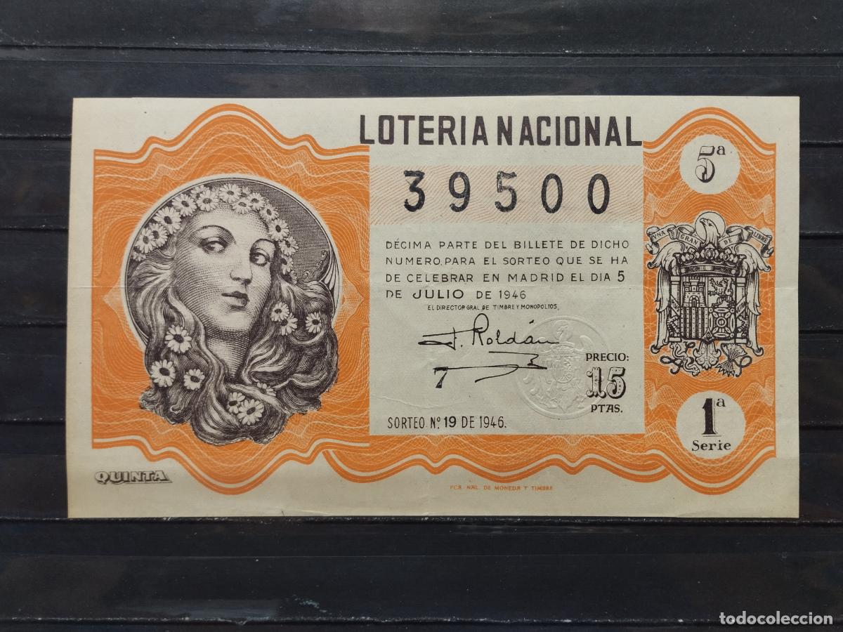 Loterie Nationale: BZB DECIMO DE LOTERIA 1946. SORTEO 19. LIGERA DOBLEZ VERTICAL Y HORIZONTAL.