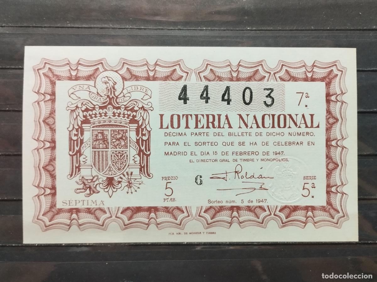Loterie Nationale: BZB DECIMO DE LOTERIA 1947. SORTEO 5. PERFECTO. SIN DOBLECES.
