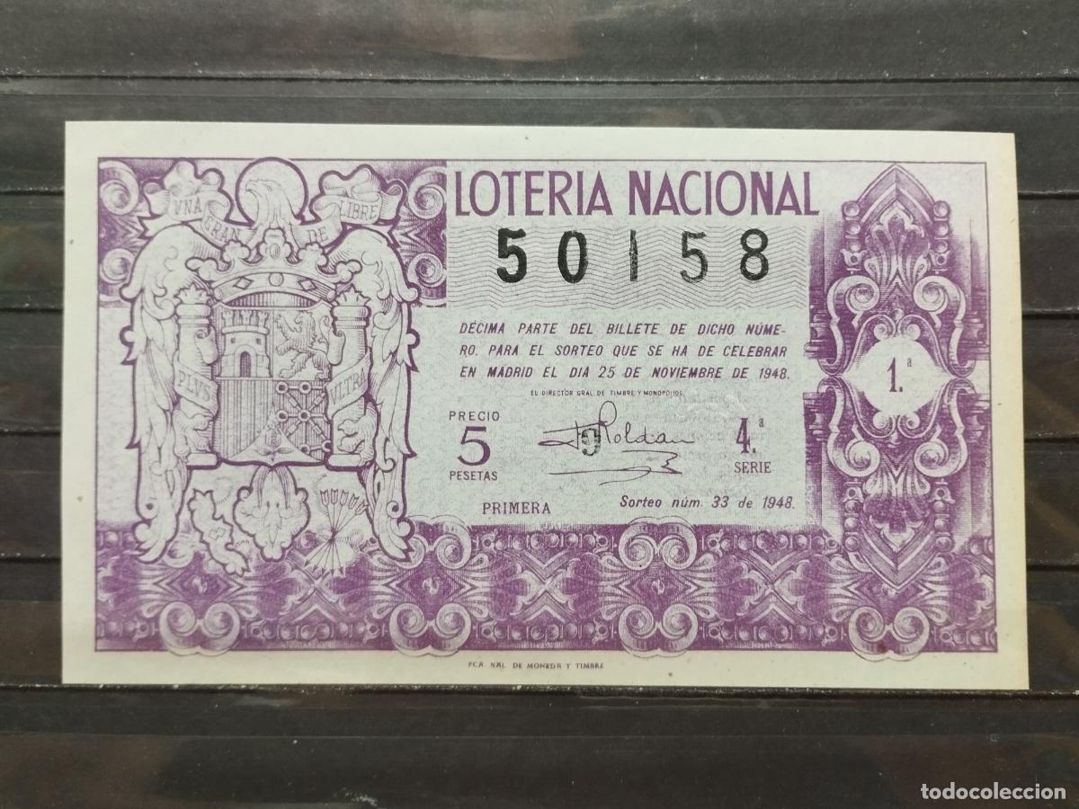 Loterie Nationale: BZB DECIMO DE LOTERIA 1948. SORTEO 33. PERFECTO. SIN DOBLECES.