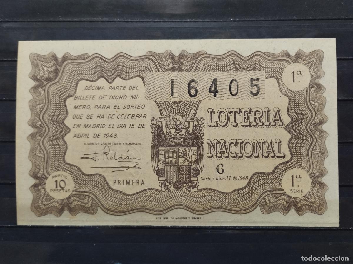 Loterie Nationale: BZB DECIMO DE LOTERIA 1948. SORTEO 11. LIGERA DOBLEZ HORIZONTAL EN MITAD INFERIOR.
