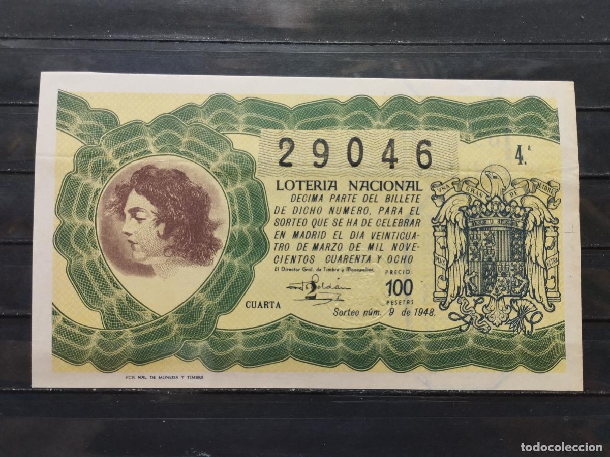 Loterie Nationale: BZB DECIMO DE LOTERIA 1948. SORTEO 9. LIGERA DOBLEZ HORIZONTAL. BUENA CALIDAD