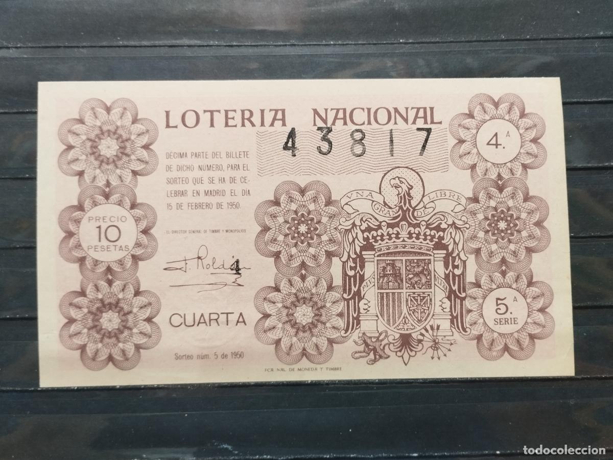 Loterie Nationale: BZB DECIMO DE LOTERIA 1950. SORTEO 5. PERFECTO. SIN DOBLECES.