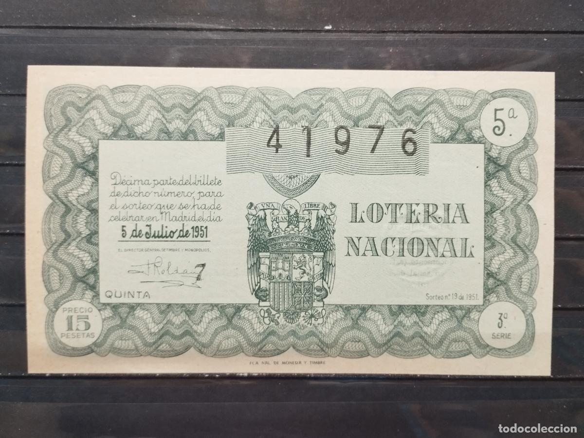 Loterie Nationale: BZB DECIMO DE LOTERIA 1951. SORTEO 19. PERFECTO. SIN DOBLECES.