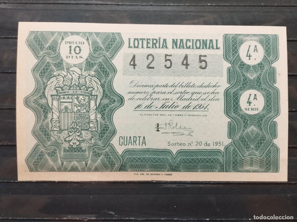 Loterie Nationale: BZB DECIMO DE LOTERIA 1951. SORTEO 20. PERFECTO. SIN DOBLECES.