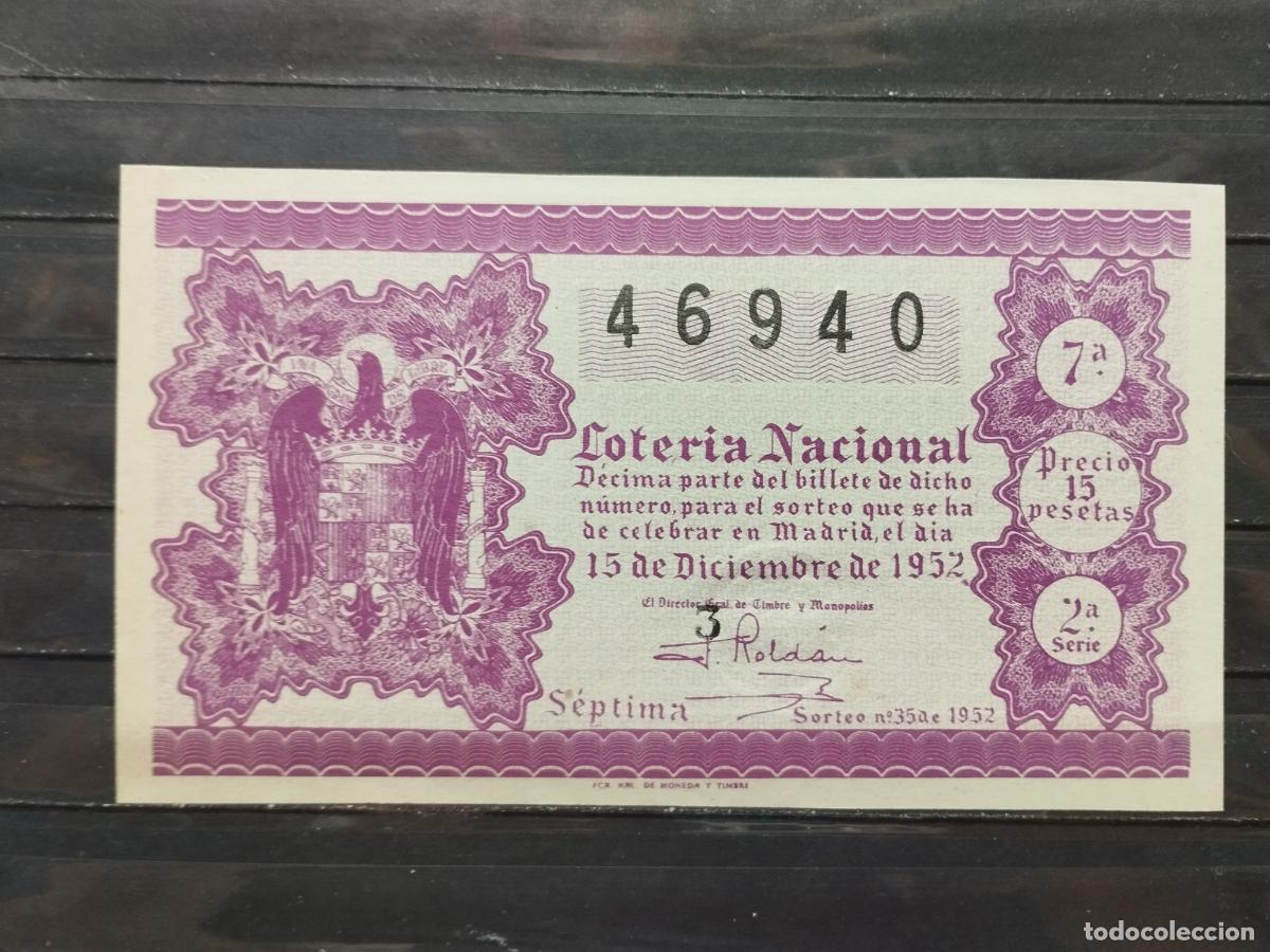 Loterie Nationale: BZB DECIMO DE LOTERIA 1952. SORTEO 35. PERFECTO. SIN DOBLECES.