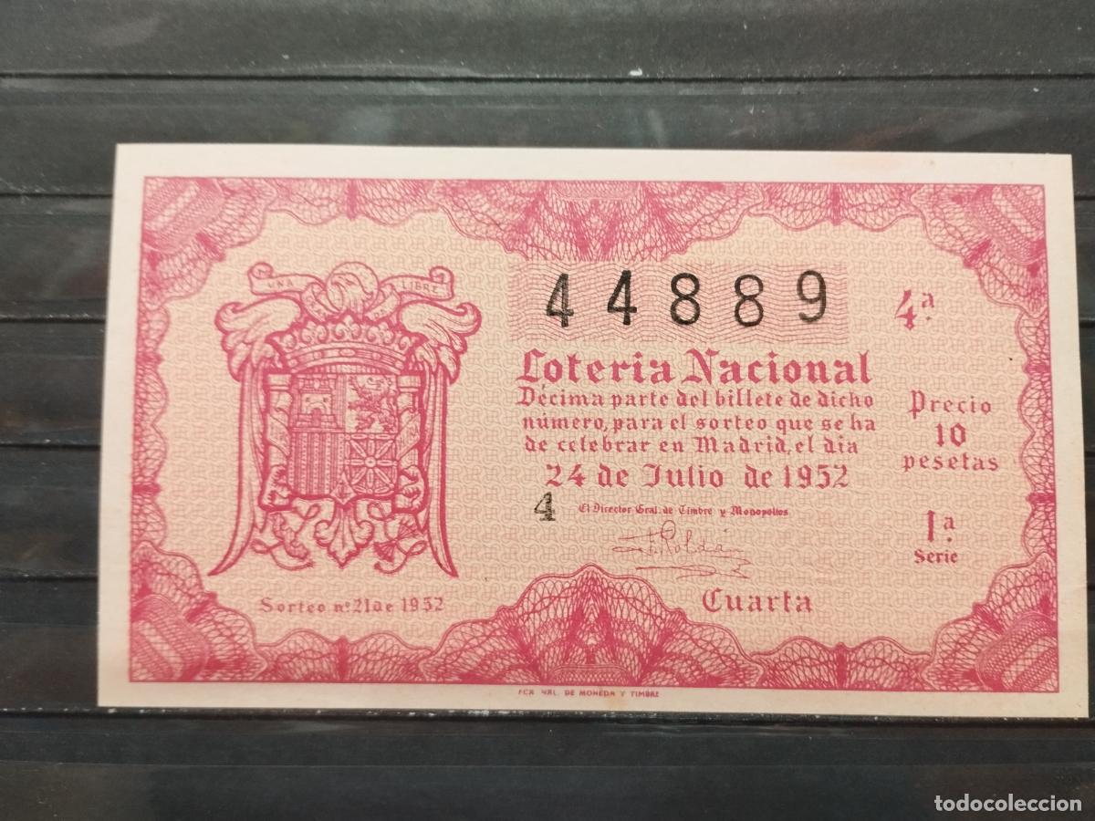 Loterie Nationale: BZB DECIMO DE LOTERIA 1952. SORTEO 21. PERFECTO. SIN DOBLECES.