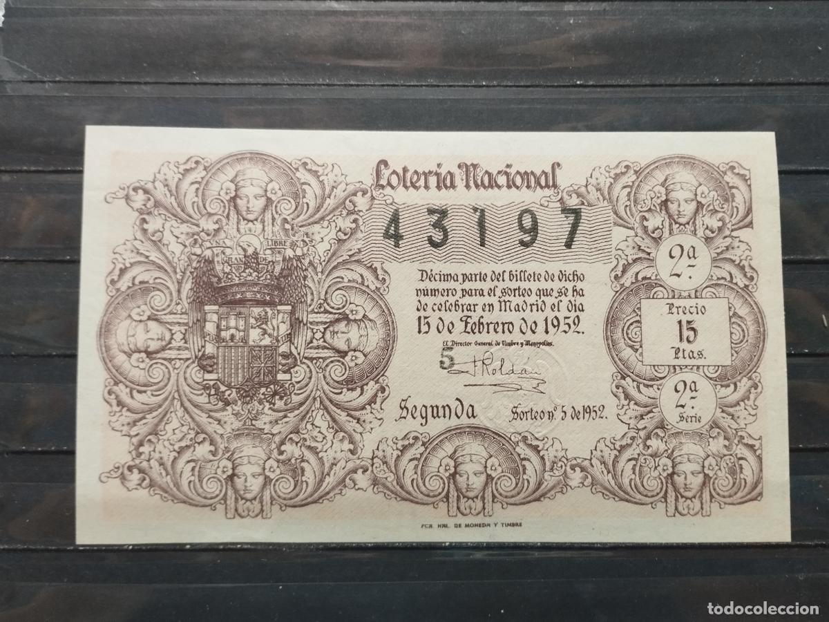 Loterie Nationale: BZB DECIMO DE LOTERIA 1952. SORTEO 5. PERFECTO. SIN DOBLECES.