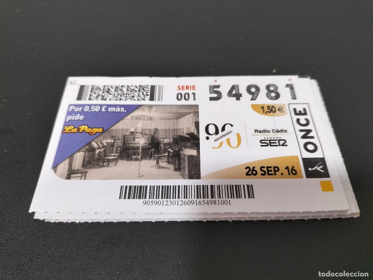 Loter&iacute;a nacional: 1 DECIMO O CUPON DE LA ONCE - 26 SEPTIEMBRE 2016 - RADIO CADIZ CADENA SER ( ANTIGUA EMISORA )