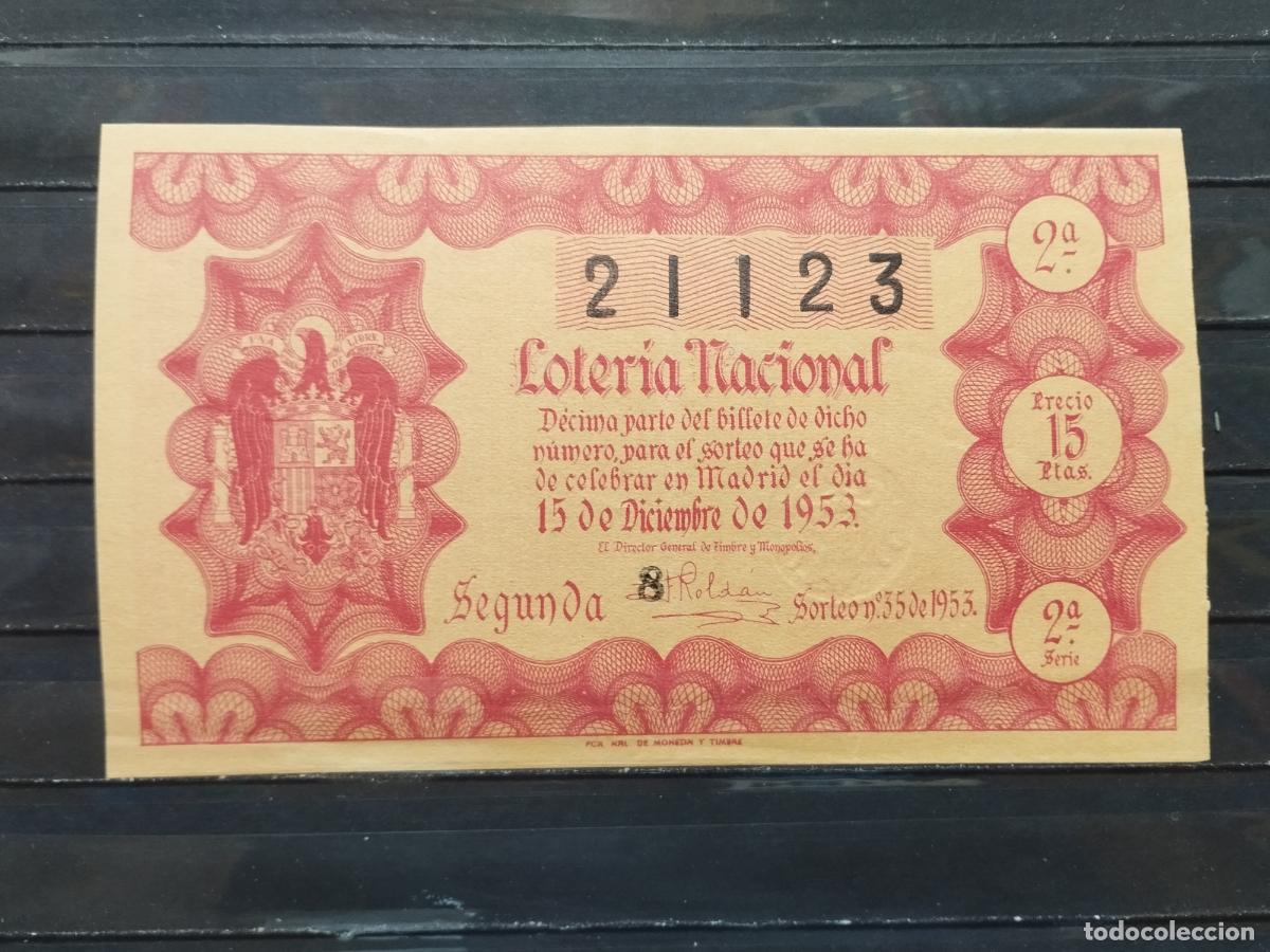 Loterie Nationale: BZB DECIMO DE LOTERIA 1953. SORTEO 35. INFIMA DOBLEZ MARGEN INFERIOR. MUY BUENA CALIDAD.