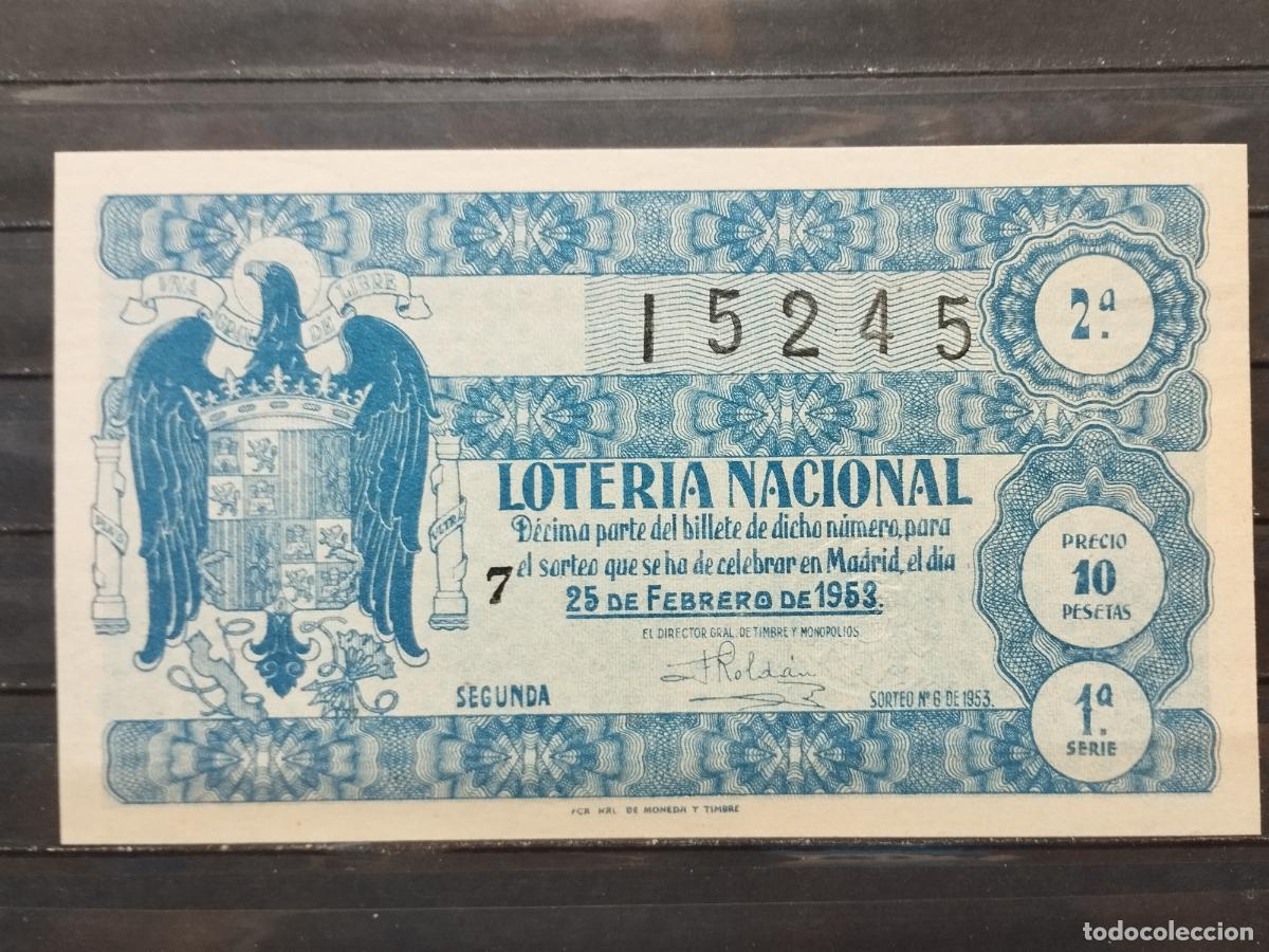 Loterie Nationale: BZB DECIMO DE LOTERIA 1953. SORTEO 6. PERFECTO. SIN DOBLECES.