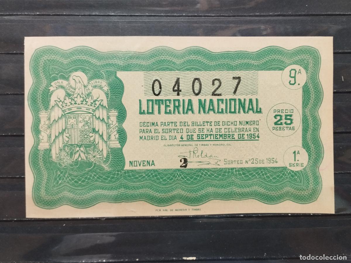 Loterie Nationale: BZB DECIMO DE LOTERIA 1954. SORTEO 25. PERFECTO SIN DOBLECES.